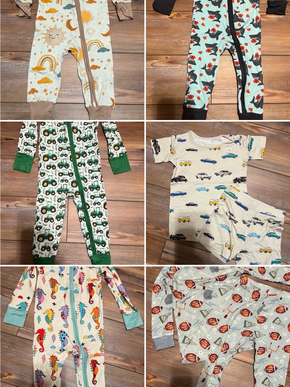 Lot of Baby Toddler Zipper One-Piece Pajamas Bamboo